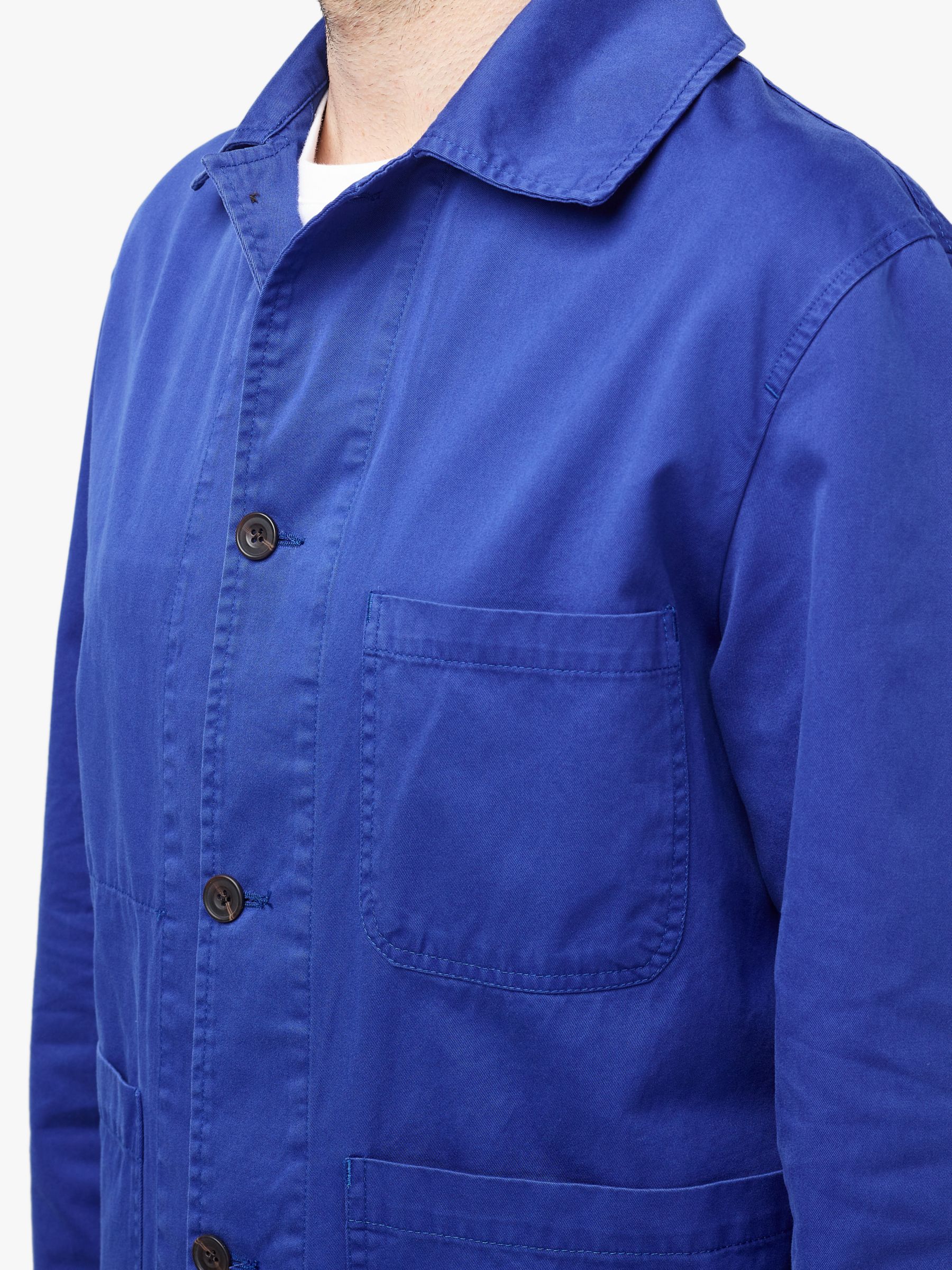 Community Clothing Cotton Twill Chore Jacket, Royal Blue at John Lewis ...