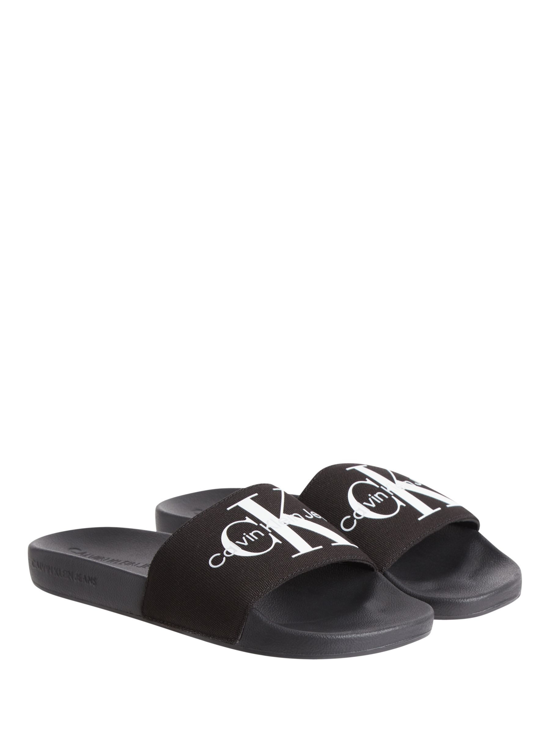 Calvin Klein Monogram Sliders Black at John Lewis Partners