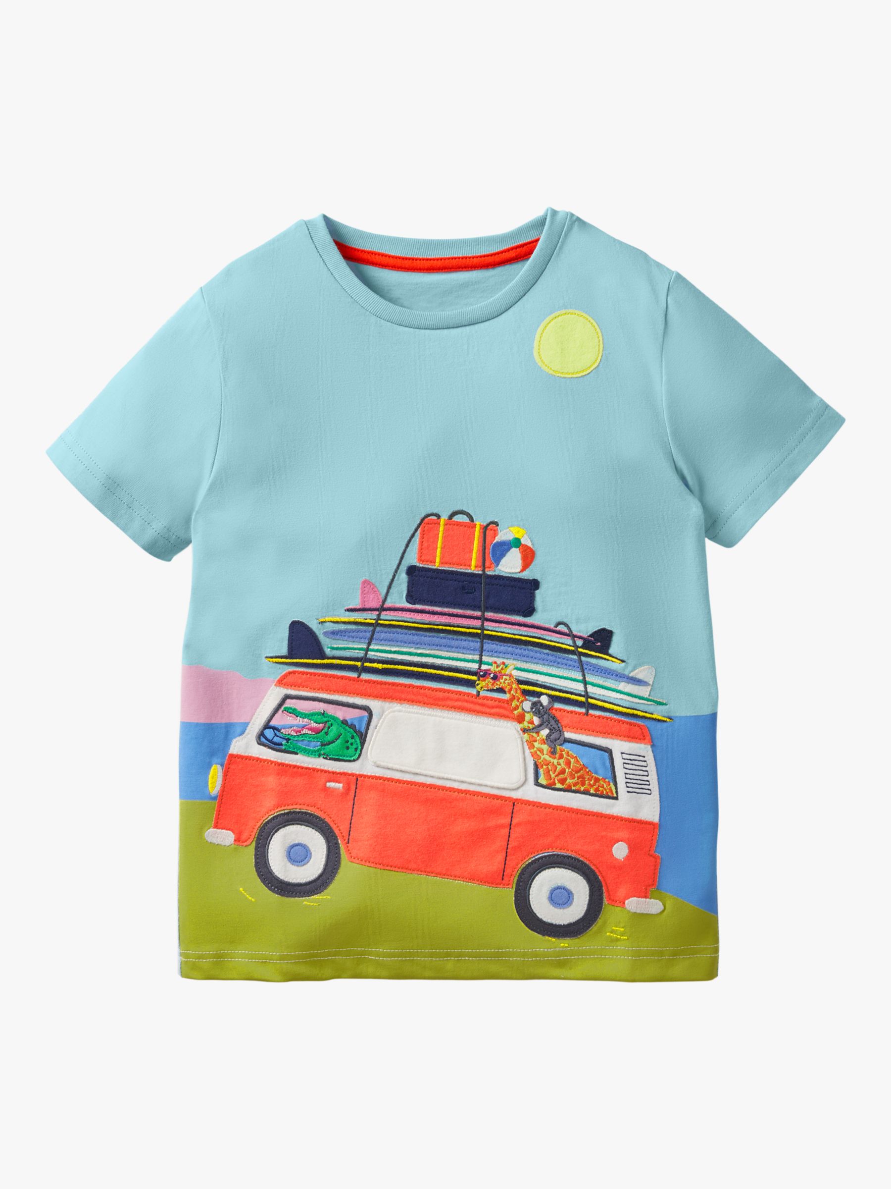 Mini Boden Kids' Lift The Flap Travel T-Shirt, Blue