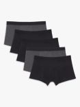 ANYDAY John Lewis & Partners Cotton Stretch Trunks, Pack of 5, Black/Grey