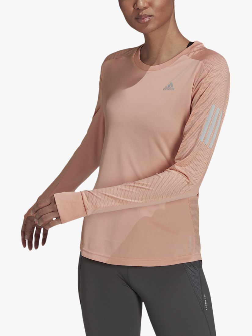 adidas Own The Run Long Sleeve Running Top, Ambient Blush at John Lewis & Partners