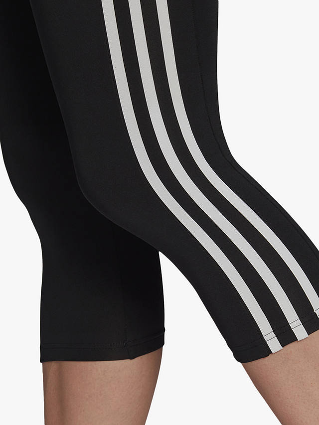 adidas Designed To Move High-Rise 3-Stripes 3/4 Leggings, Black/White, XS
