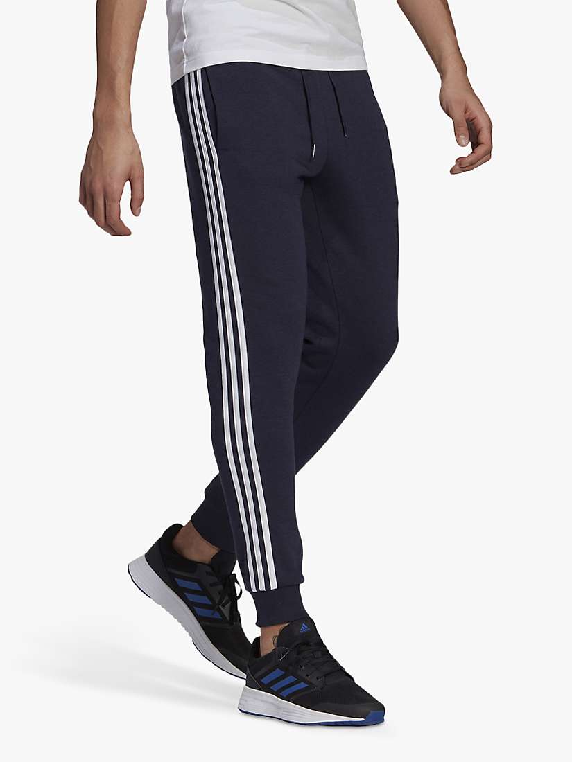 adidas Essentials Fleece Fitted 3-Stripes Joggers, Legend Ink/White at ...
