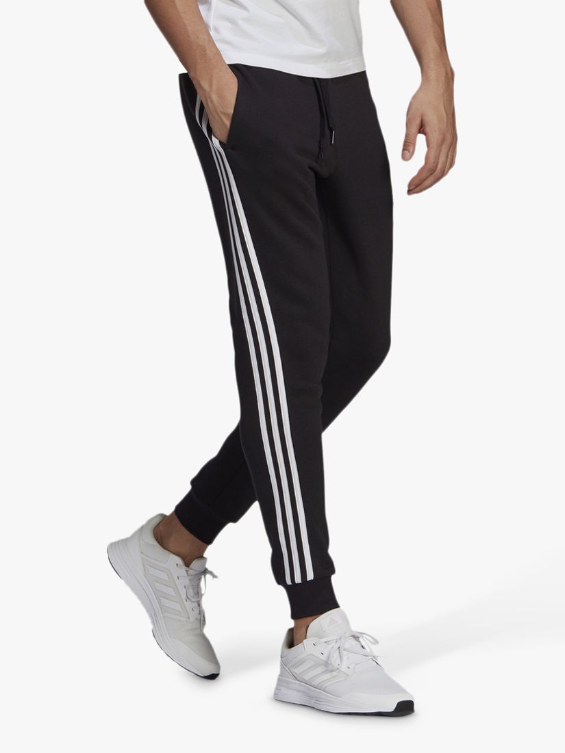 adidas Essentials Fleece Fitted 3-Stripes Joggers, at John Lewis & Partners