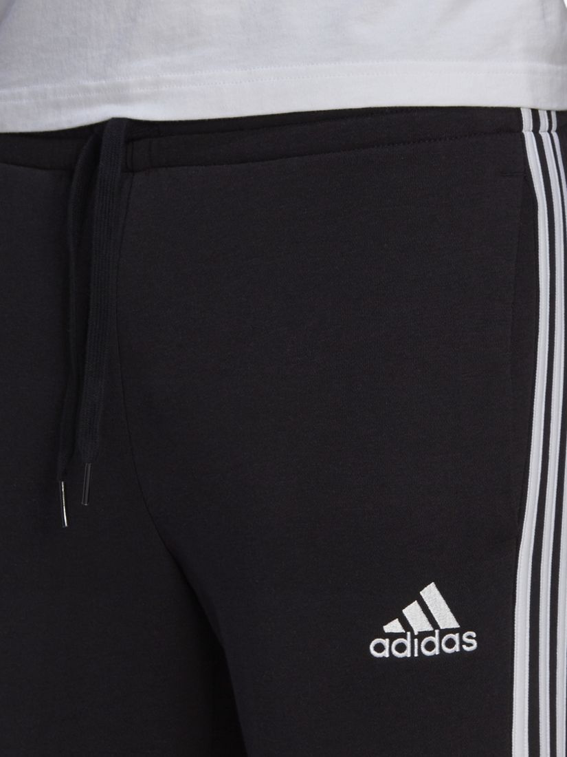 adidas Essentials Fleece Fitted 3-Stripes Joggers, Black/White at John ...