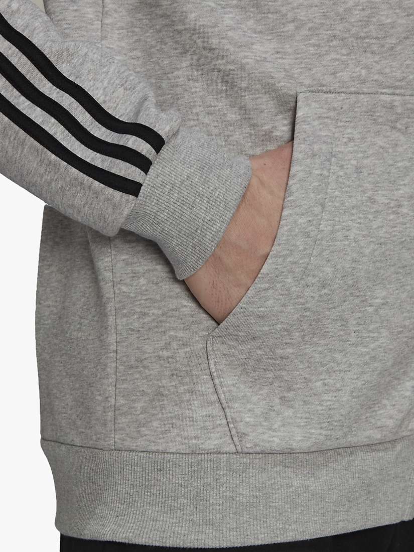adidas Essentials Fleece 3-Stripes Full-Zip Hoodie, Medium Grey Heather ...