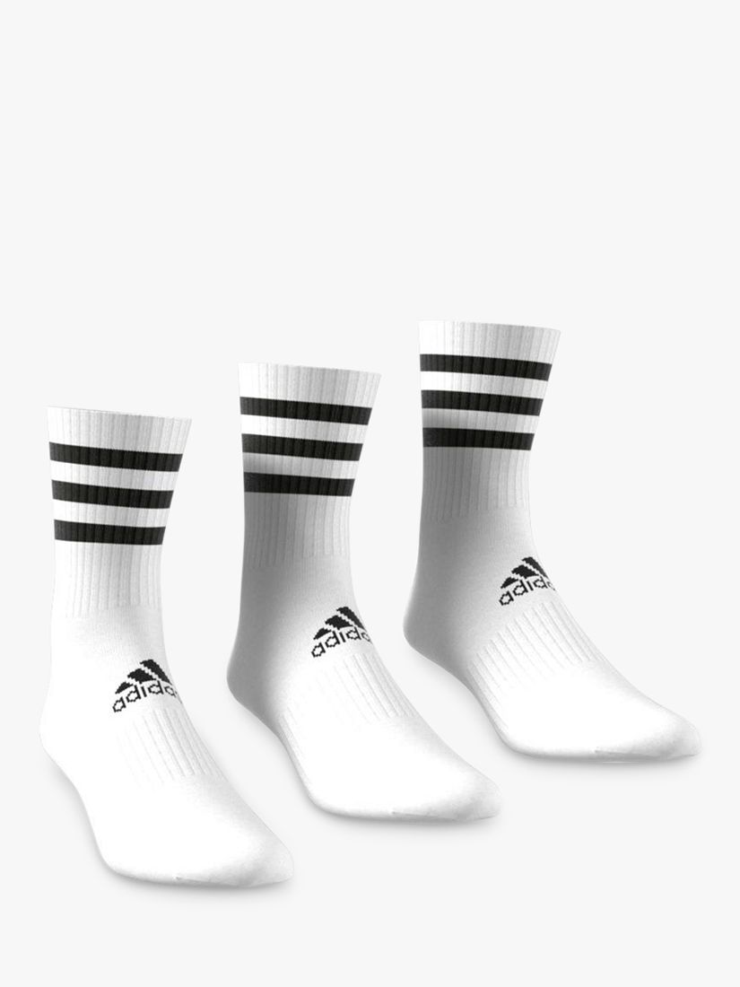 adidas 3-Stripes Cushioned Crew Socks, Pack of 3 at John Lewis & Partners