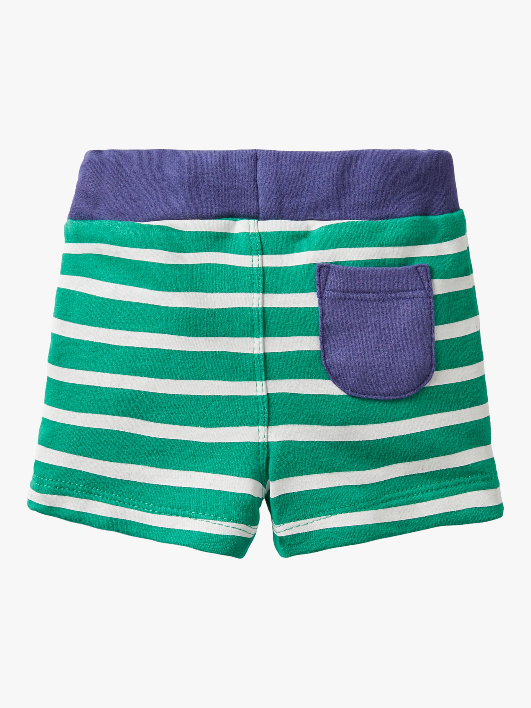 Mini Boden Baby Essential Stripe Shorts, Ivory/Sapling Green at John ...