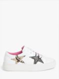 AND/OR Eddie Glitter Star Leather Flatform Trainers, White, White