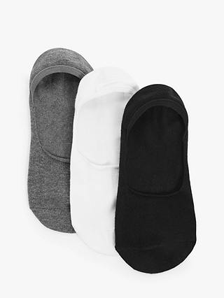 John Lewis ANYDAY Low Cut Men's Socks, Pack of 3, Grey/White/Black