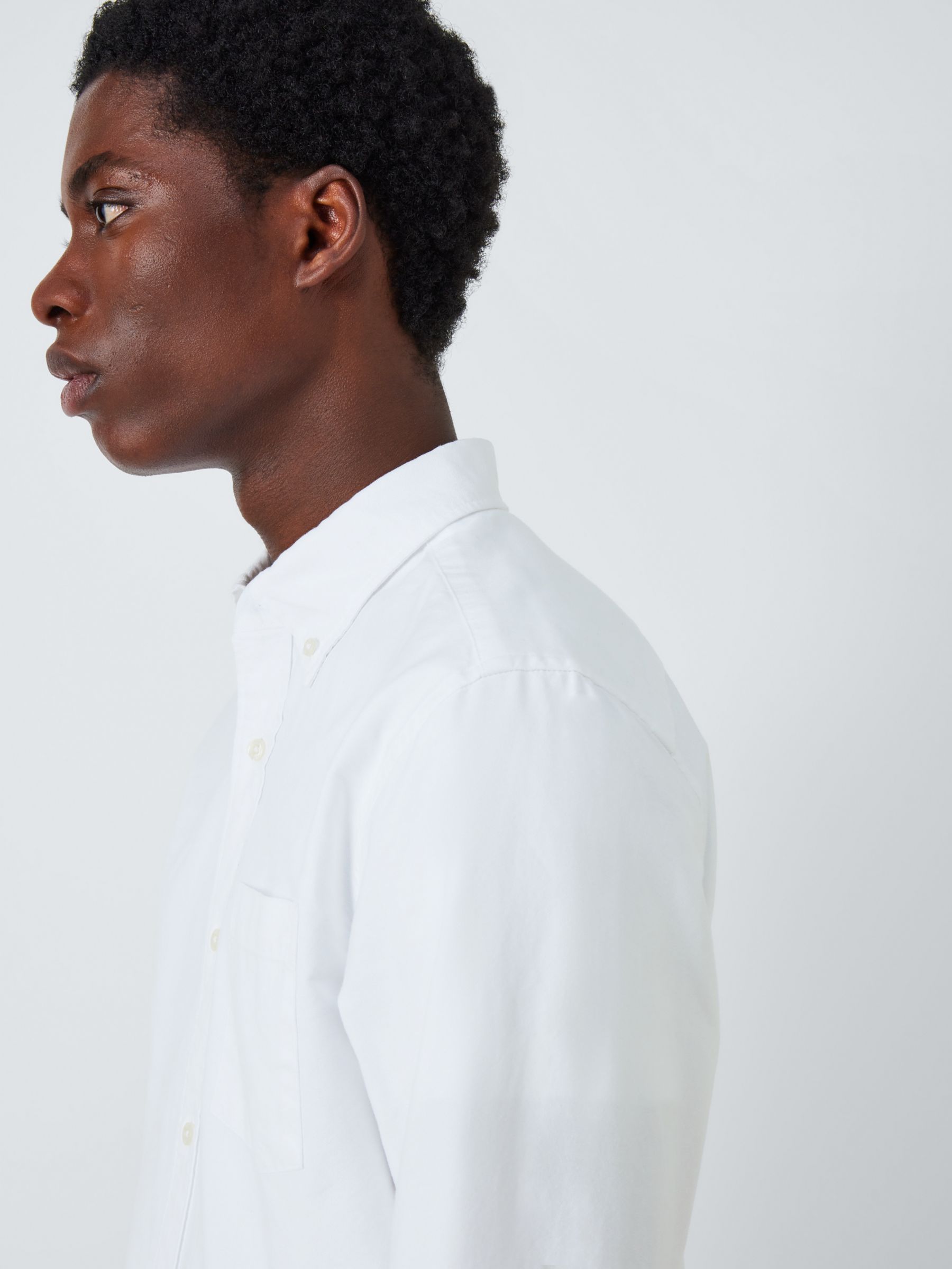 John Lewis Regular Fit Stripe Trim Oxford Shirt, White, S