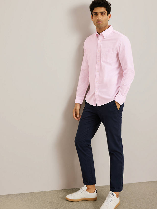 John Lewis Regular Fit Stripe Oxford Shirt, Pink