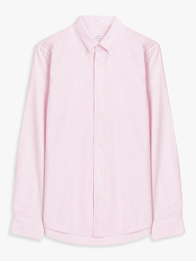 John Lewis Regular Fit Stripe Oxford Shirt, Pink