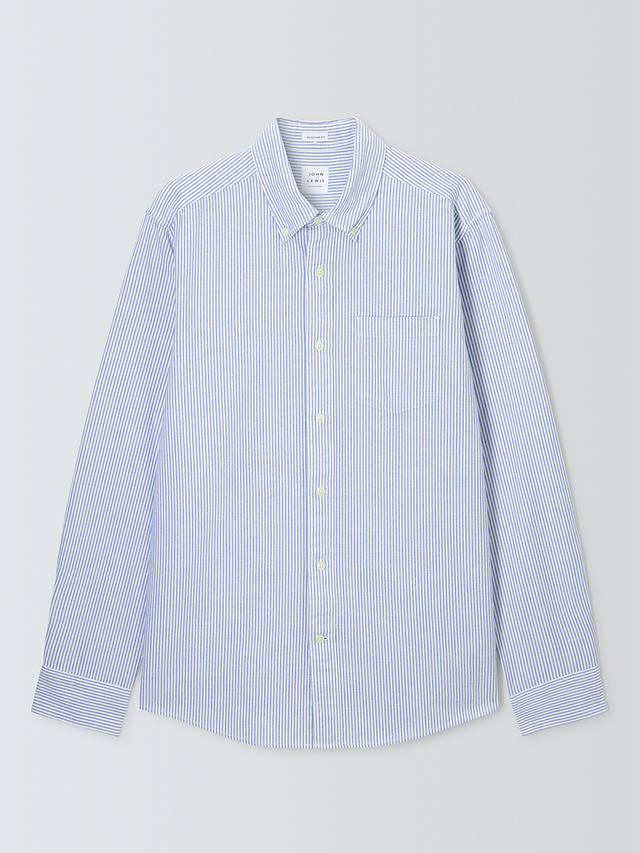 John Lewis Regular Fit Stripe Oxford Shirt, Blue at John Lewis & Partners