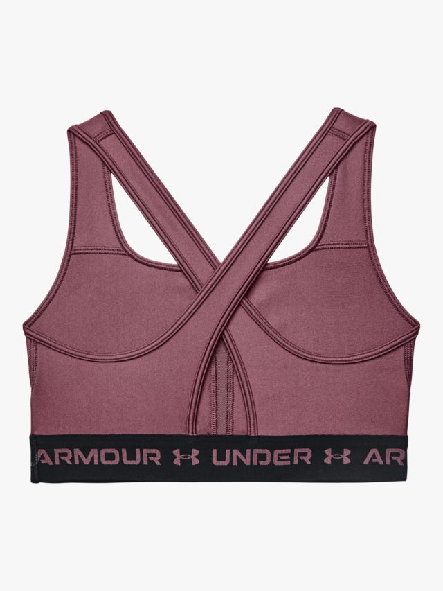 Under Armour Women's Armour Mid Crossback Sports Bra Ash Plum/Black XS  Fitness Underwear - Muziker