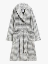 John Lewis Frosted Fleece Rib Dressing Gown, Grey