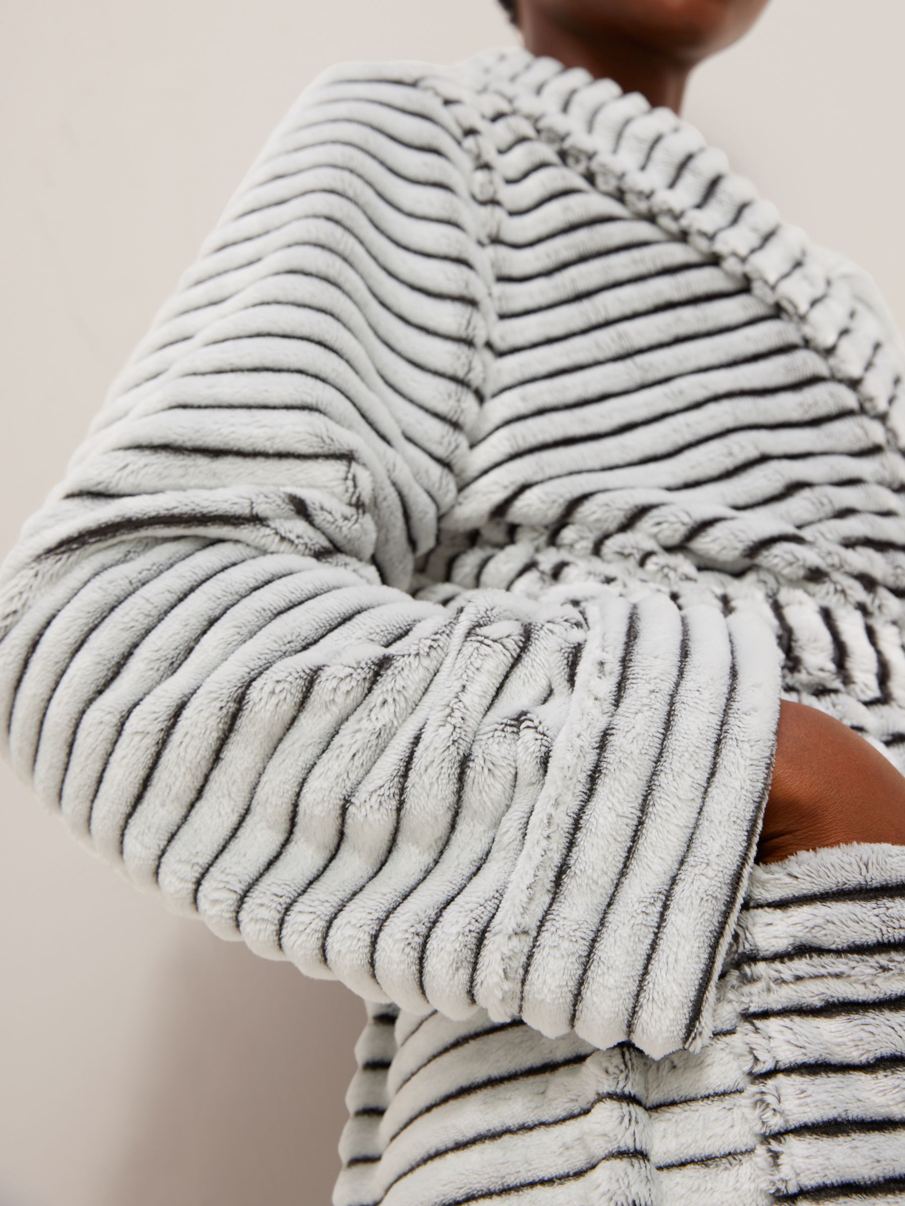 Buy John Lewis Frosted Fleece Rib Dressing Gown, Grey Online at johnlewis.com