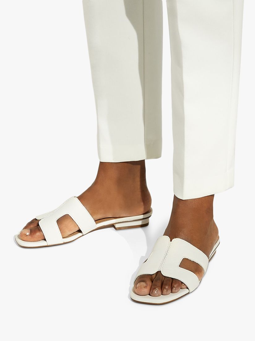 Dune Wide Fit Loupe Flat Sandals, White at John Lewis & Partners