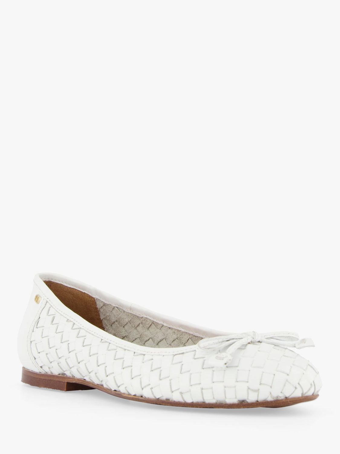 Dune Hartleys Woven Leather Ballet Pumps, White at John Lewis & Partners