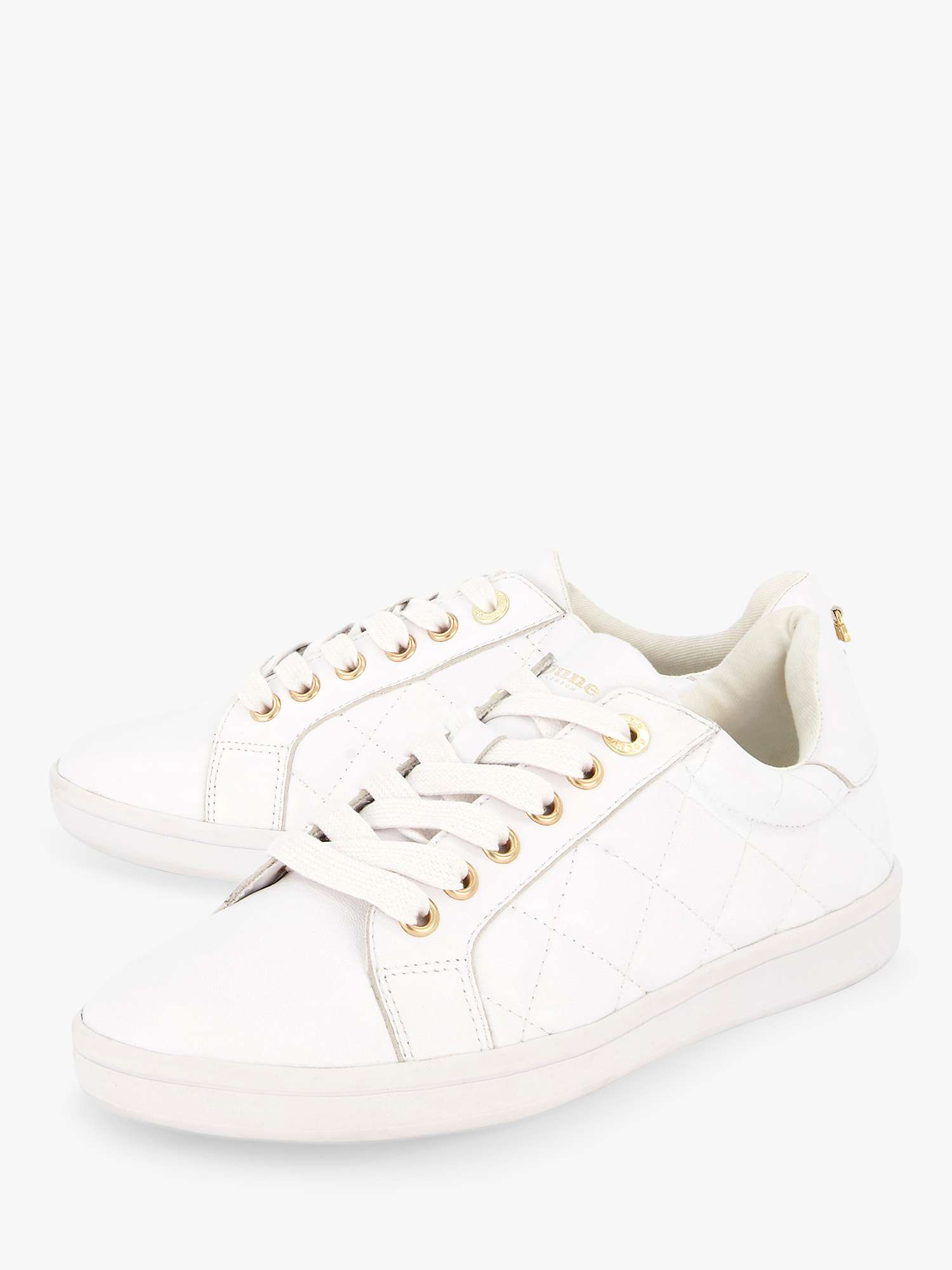 Dune Excited Leather Trainers, White at John Lewis & Partners