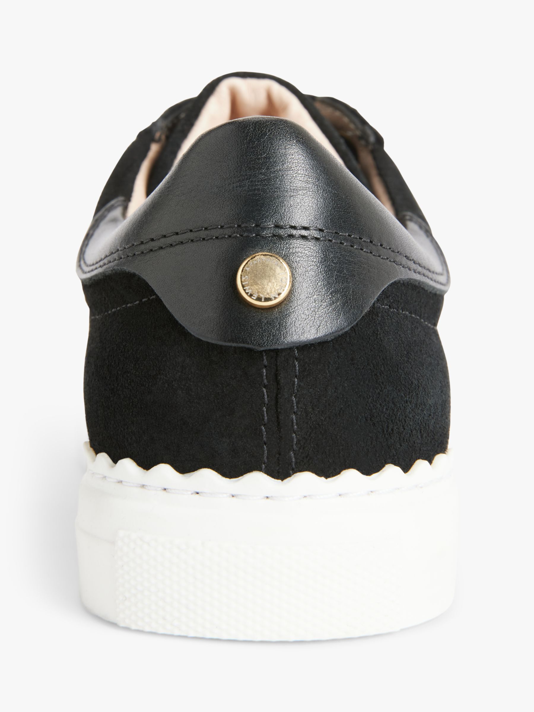 Buy John Lewis Fiona Scalloped Detail Suede Trainers, Black Online at johnlewis.com