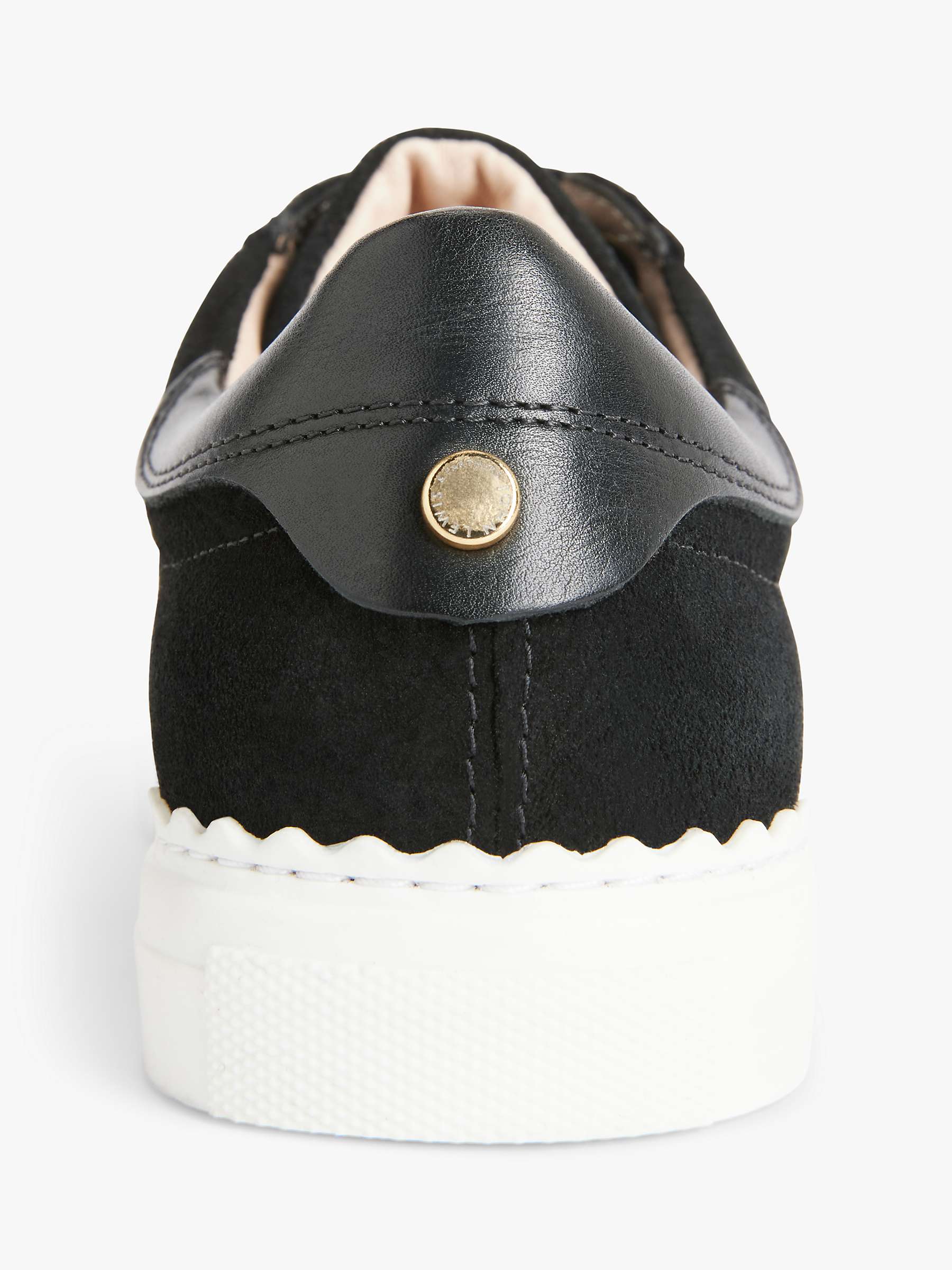 Buy John Lewis Fiona Scalloped Detail Suede Trainers, Black Online at johnlewis.com