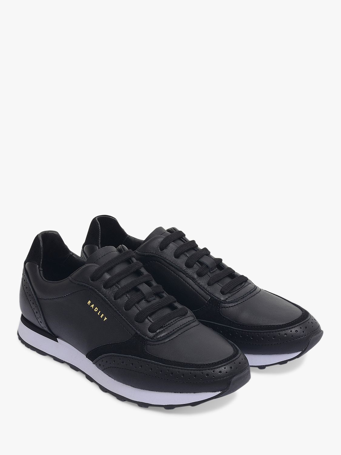Radley Haven Leather Trainers, Black at John Lewis & Partners
