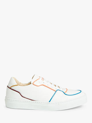 John Lewis Ensley Leather Pipe Detail Trainers, White