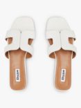 Dune Loupe Flat Slider Sandals, White-leather