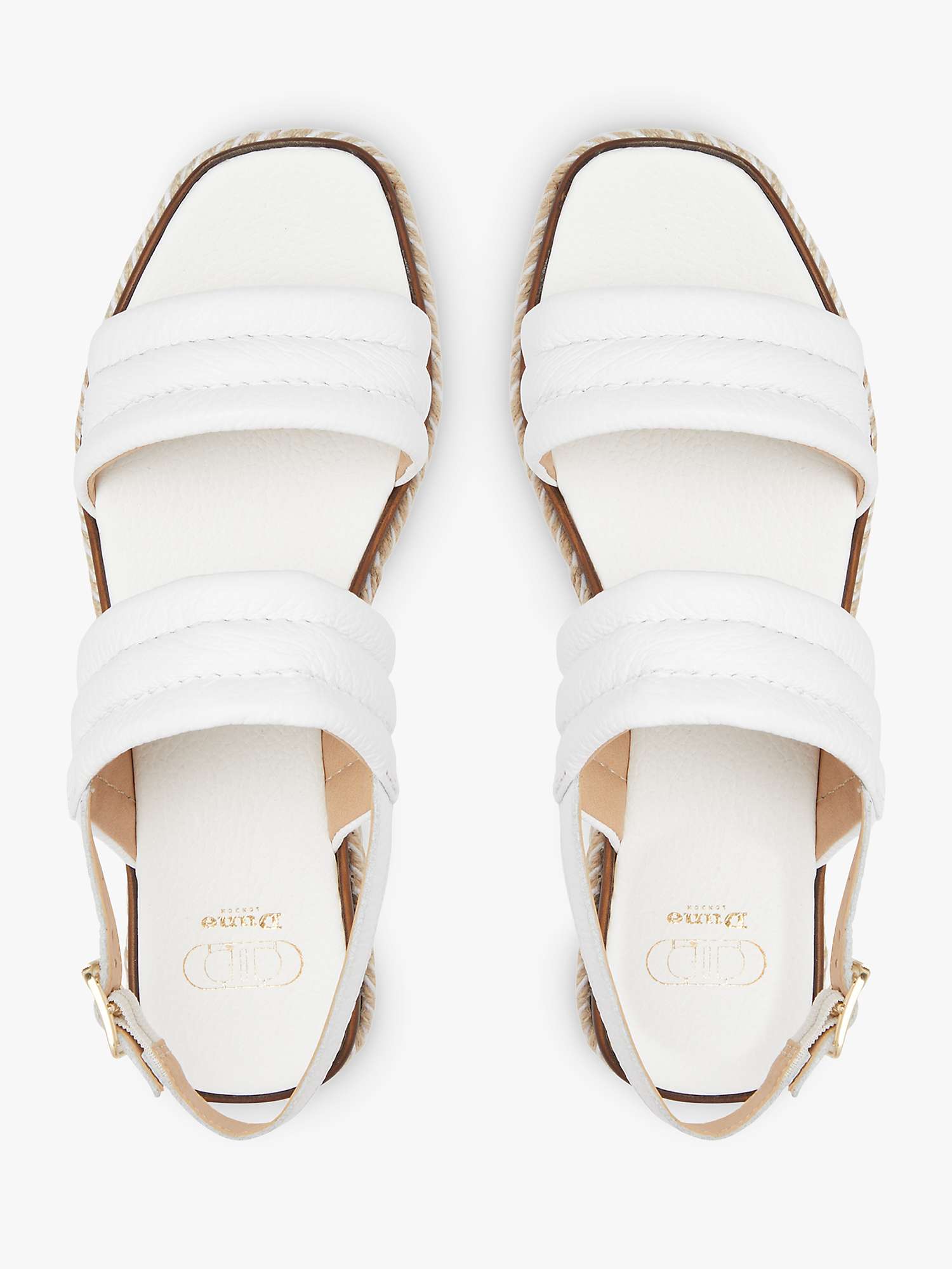 Dune Kazzy Leather Padded Wedge Sandals, White at John Lewis & Partners