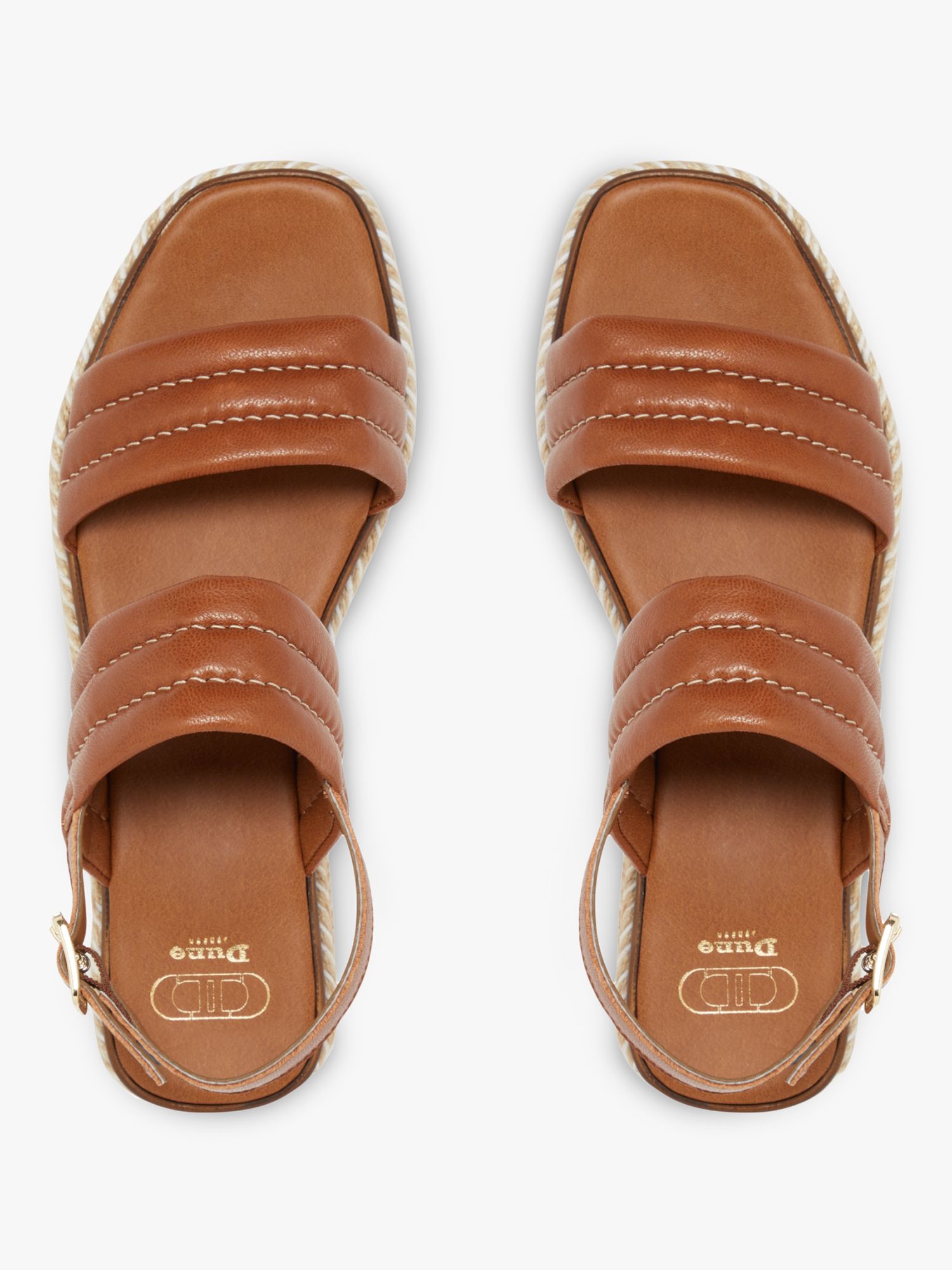 Dune Kazzy Leather Padded Wedge Sandals, Tan at John Lewis & Partners