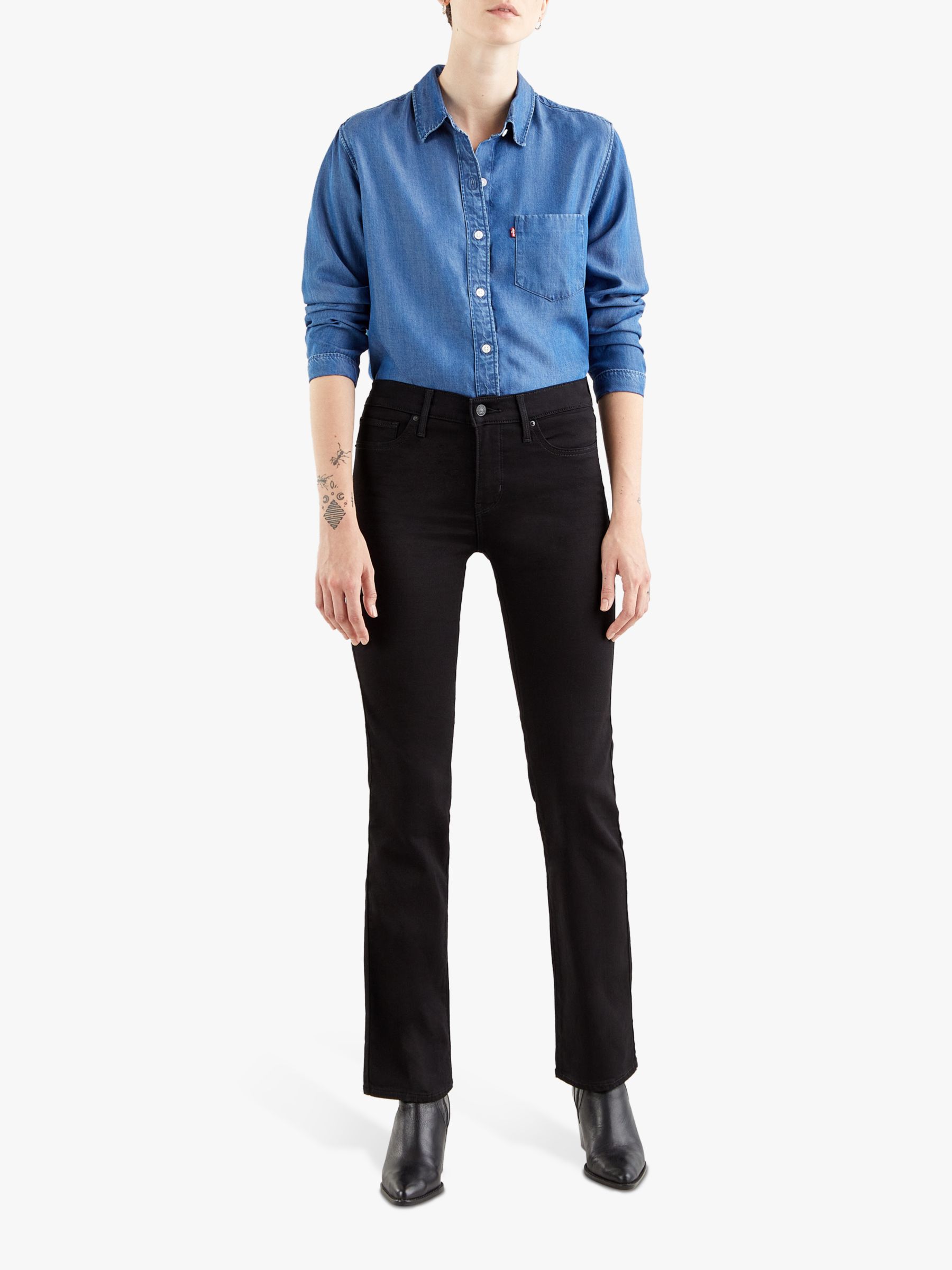 Buy Levi's 314 Shaping Straight Jeans, Soft Black Online at johnlewis.com