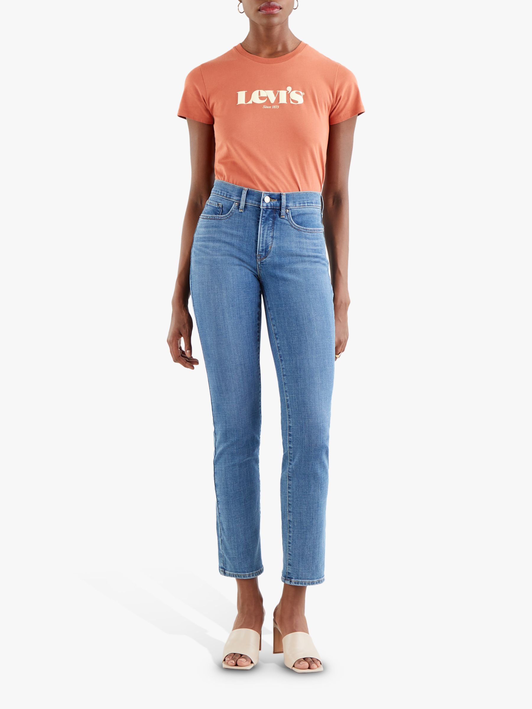Levi's 314 Shaping Straight Jeans, Lapis Speed at John Lewis & Partners