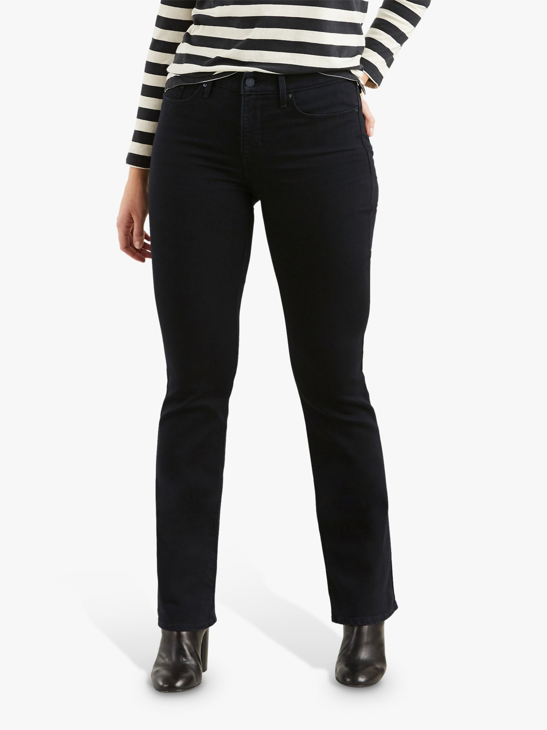 Levi's 315 Shaping Bootcut Jeans, Soft Black at John Lewis & Partners