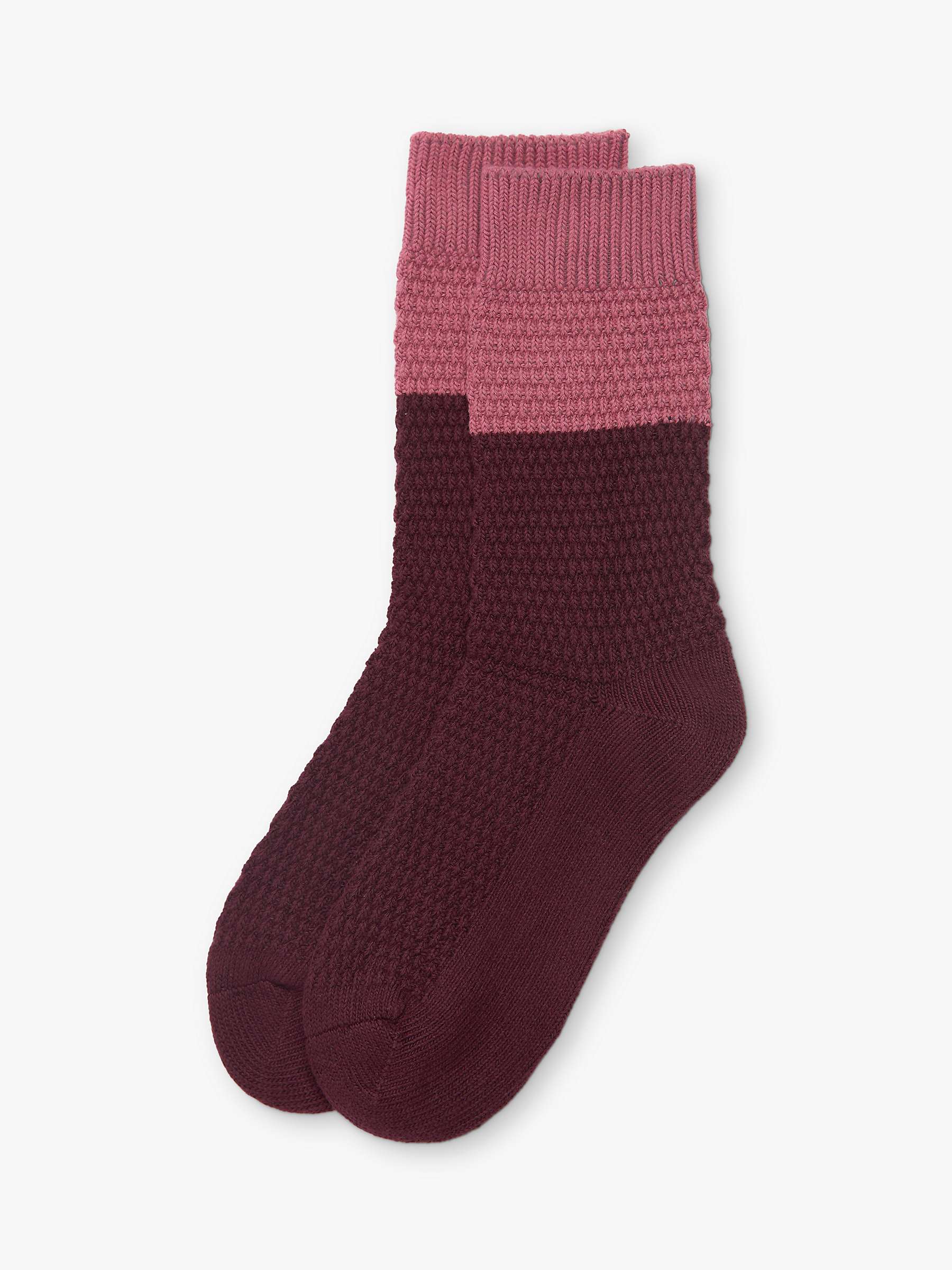 Buy Barbour Textured Colour Block Socks, Burgundy/Pink Online at johnlewis.com