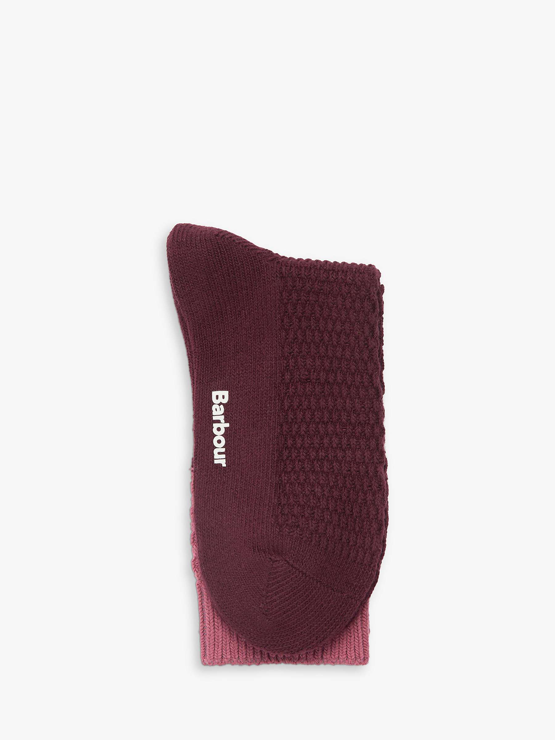 Buy Barbour Textured Colour Block Socks, Burgundy/Pink Online at johnlewis.com