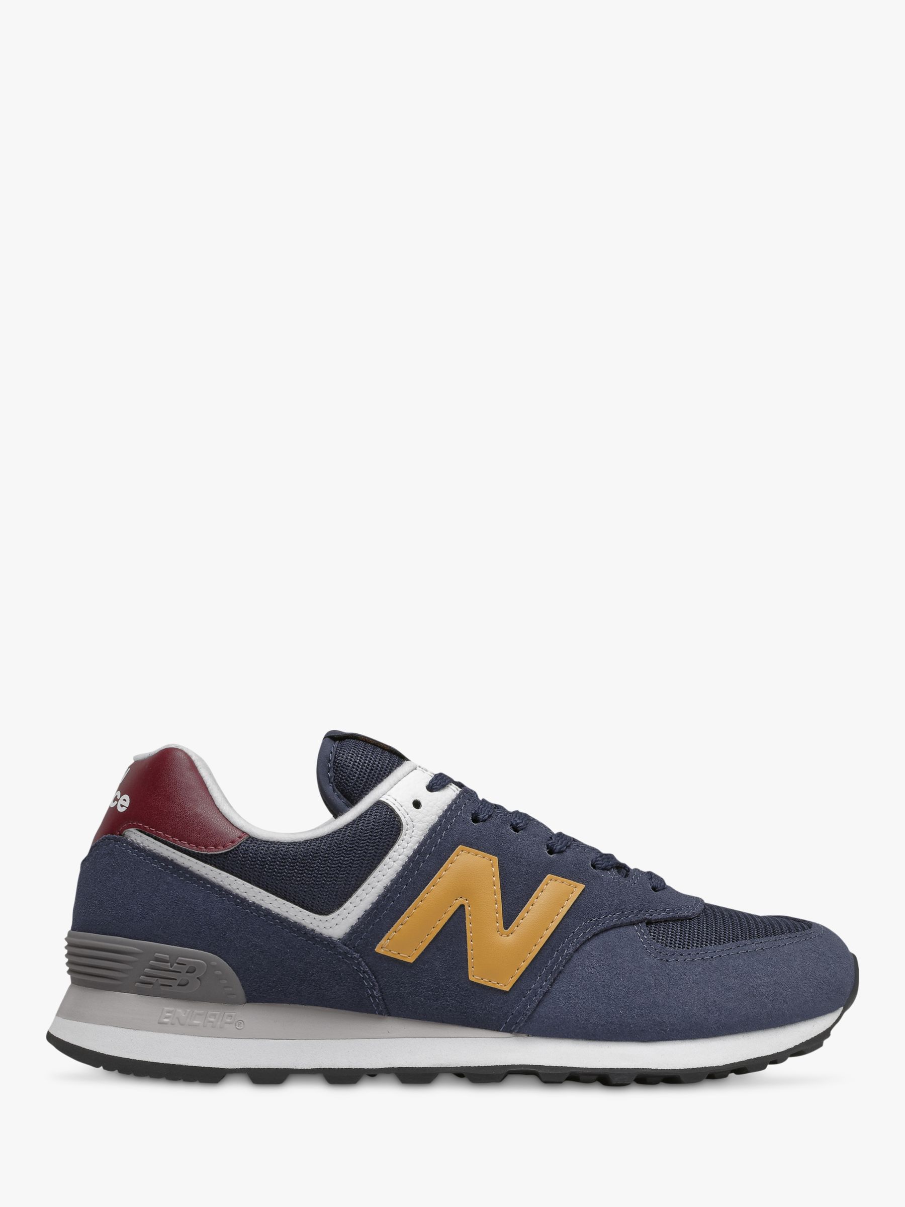 New Balance 574 Suede Trainers, Navy/Orange, 7