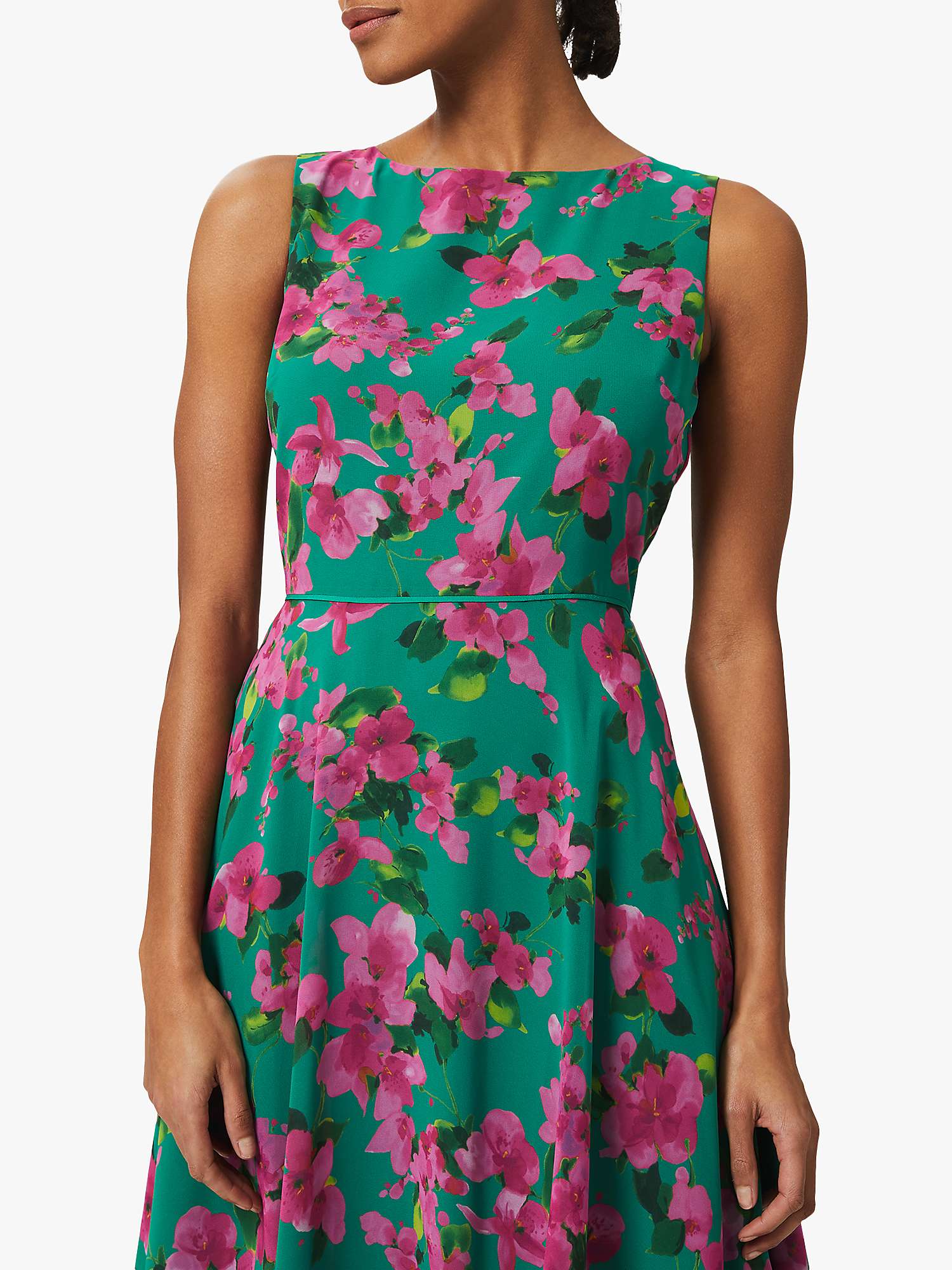 Buy Hobbs Carly Floral Midi Dress, Field Green/Fuchsia Online at johnlewis.com