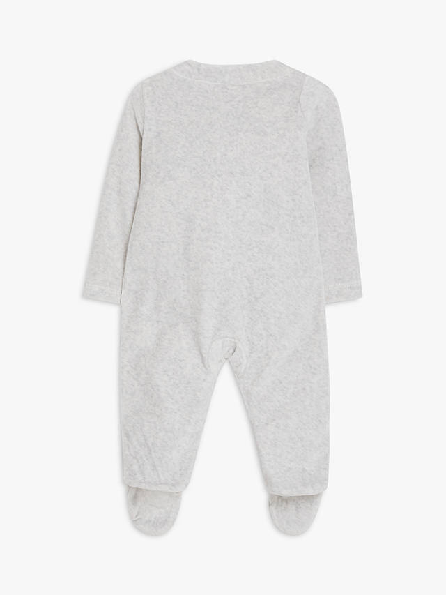 John Lewis Baby Bunny Velour Sleepsuit, Grey