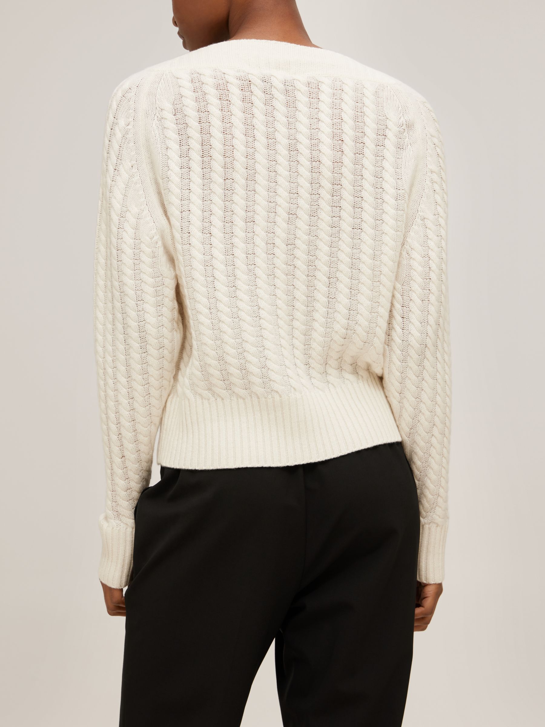 Theory Cable Knit Cashmere Jumper, Ivory at John Lewis & Partners