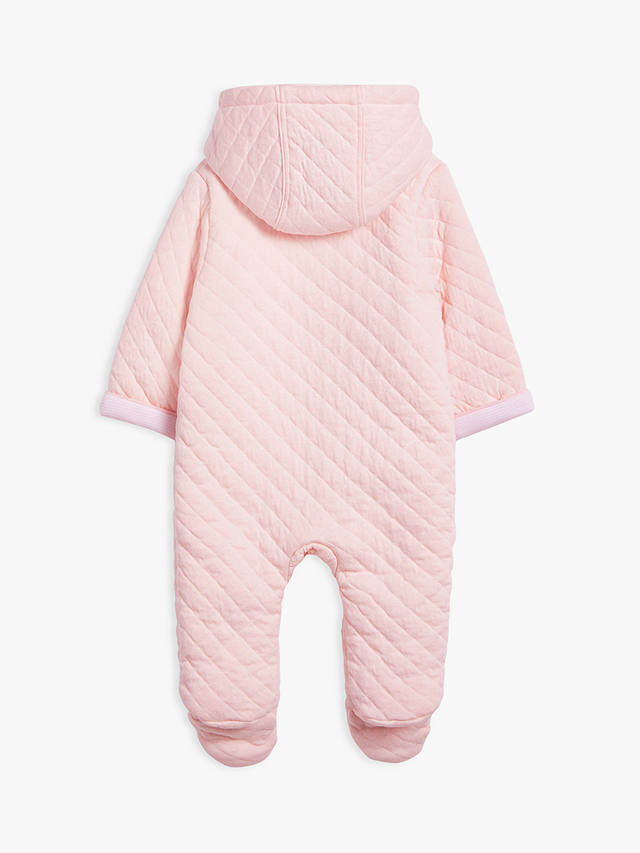 John Lewis Baby Quilt Wadded Pramsuit, Pink
