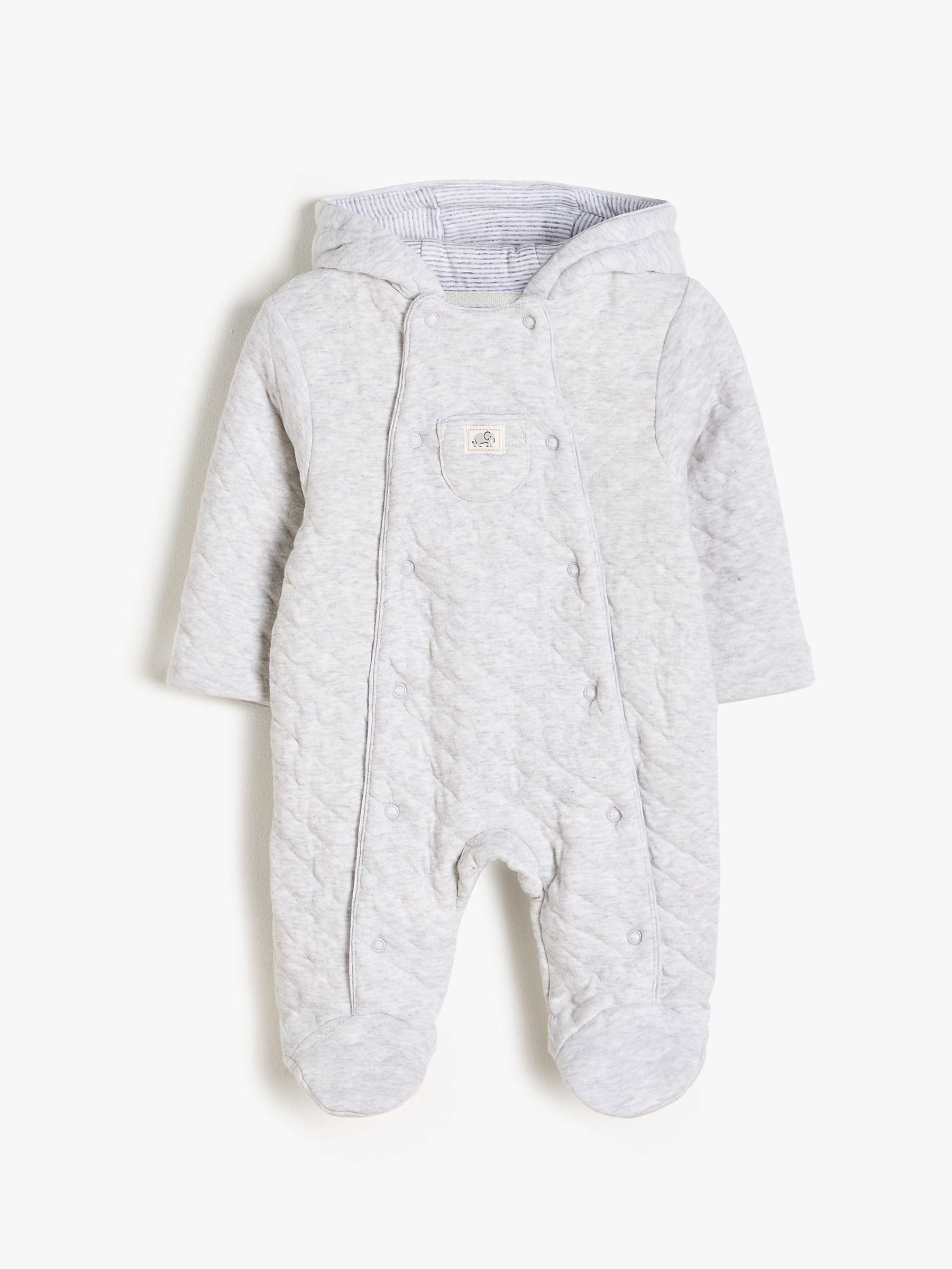 Buy John Lewis Baby Quilt Wadded Pramsuit, Grey Online at johnlewis.com