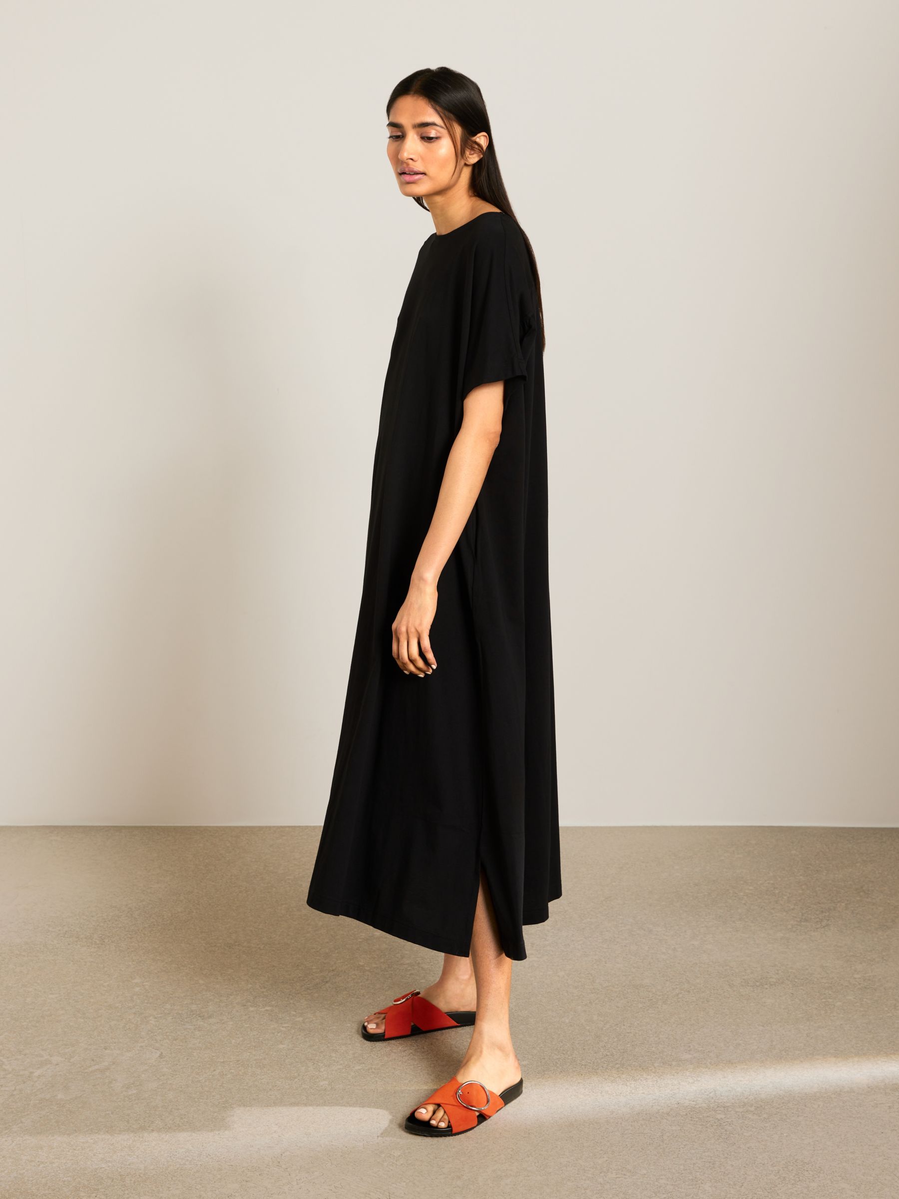 Kin Crew Neck Gathered Back Jersey Dress, Black at John Lewis & Partners