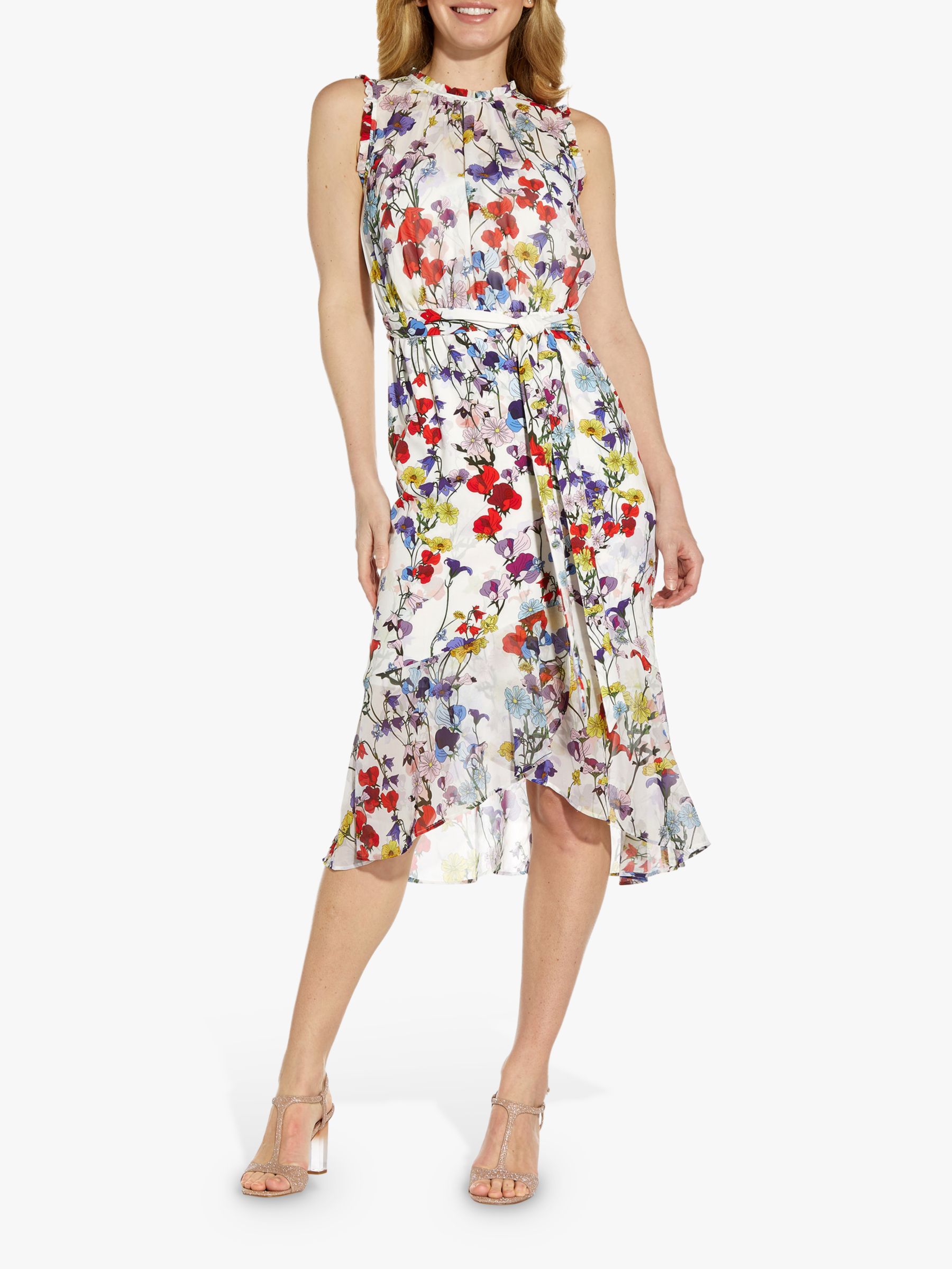 Adrianna Papell Floral Print Flounce Dress, Multi