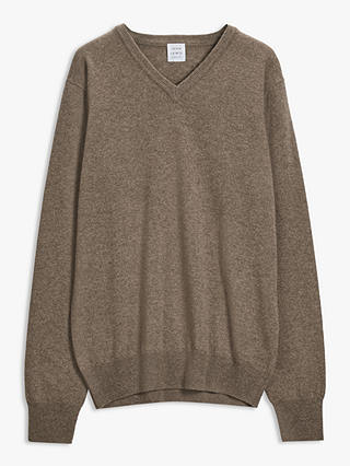 John Lewis Made in Italy Cashmere V-Neck Jumper, Oatmeal
