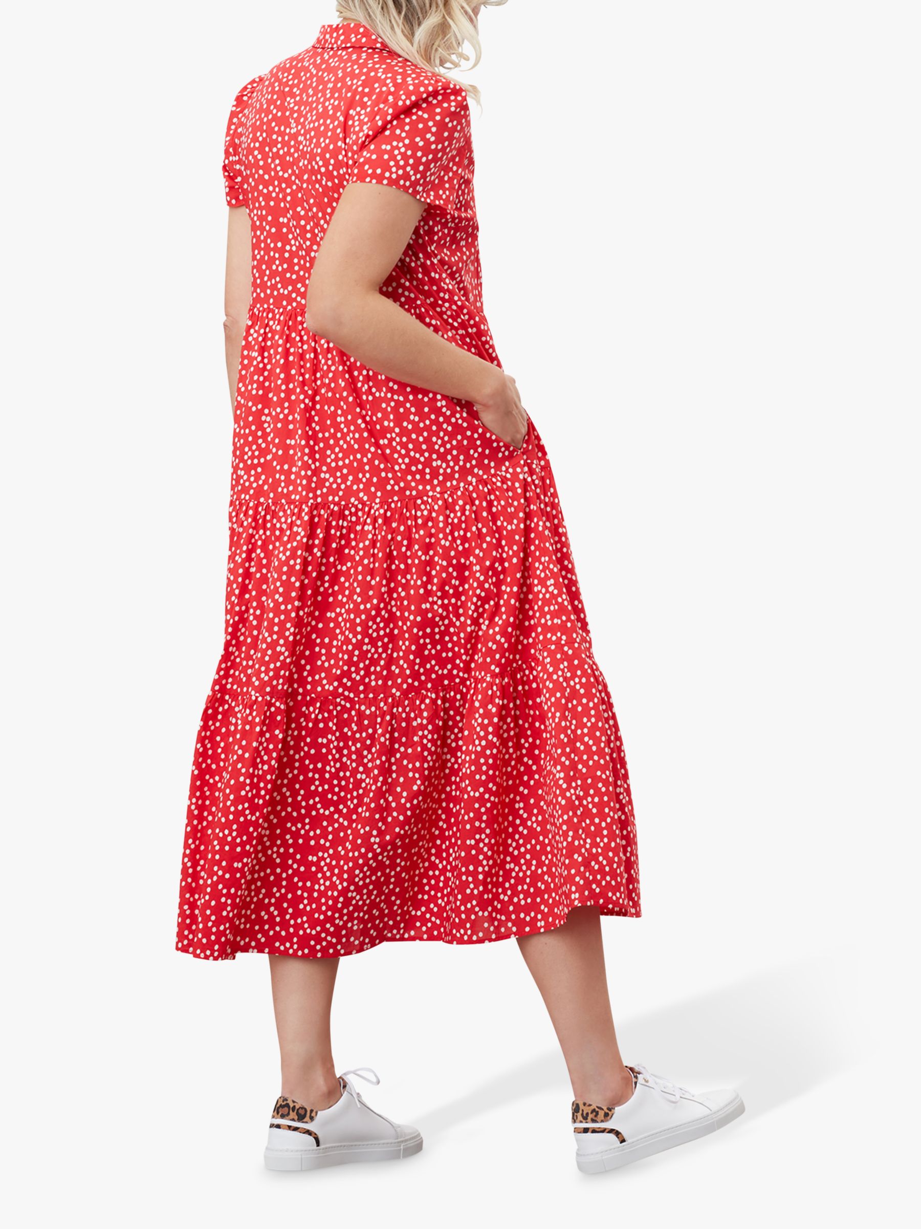 Joules Sadie Spot Print Shirt Dress, Red at John Lewis & Partners