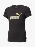 PUMA Kids' Essential+ Logo Tee, Black/Gold