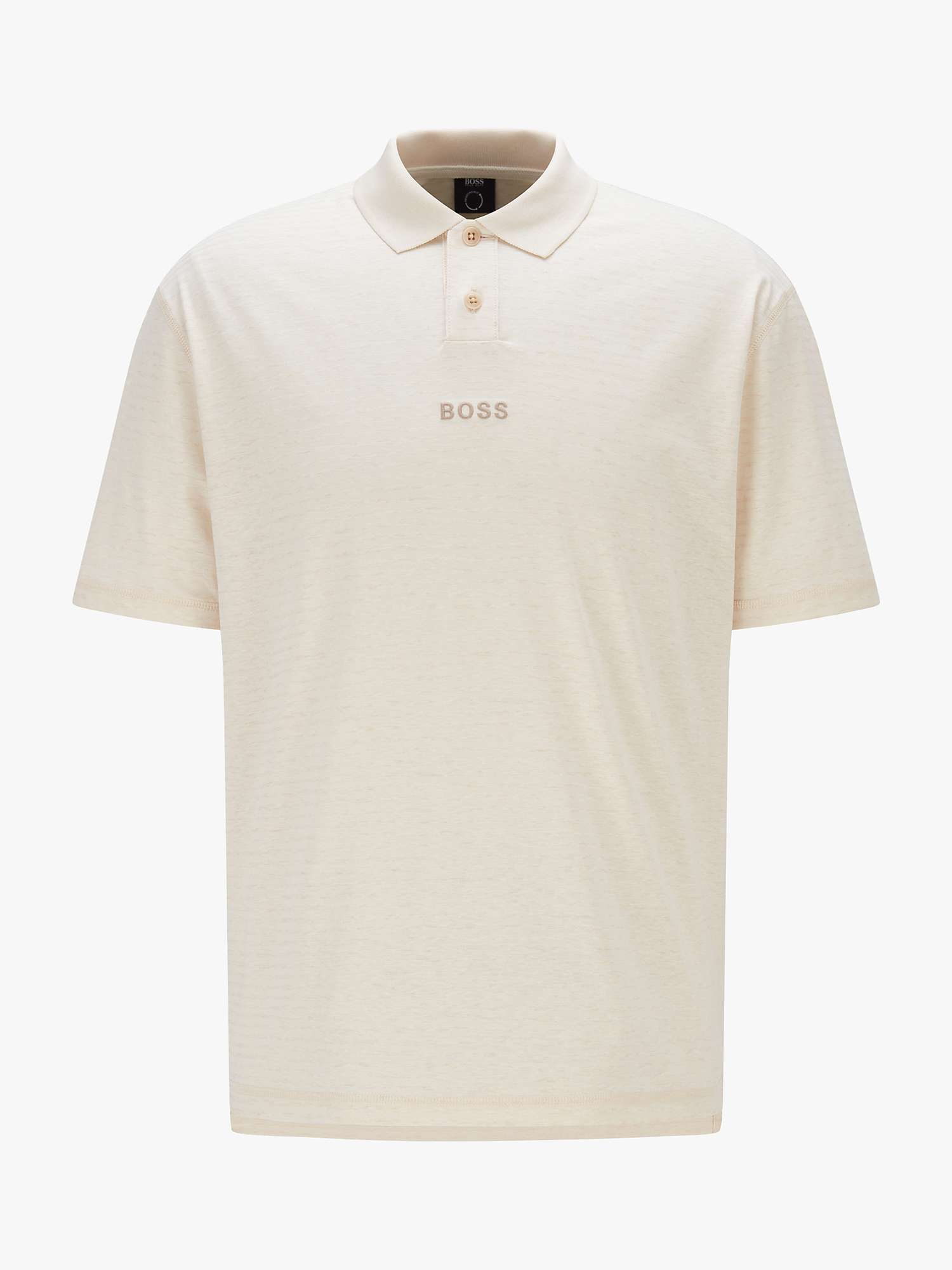 Buy BOSS Pseed Cotton Hemp Short Sleeve Polo Shirt, Light Beige Online at johnlewis.com