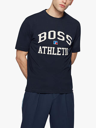 BOSS Organic Cotton Athletic T-Shirt, Dark Blue