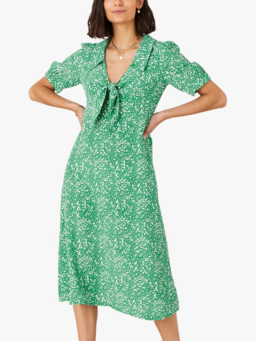 Monsoon Leila Abstract Midi Dress, Green